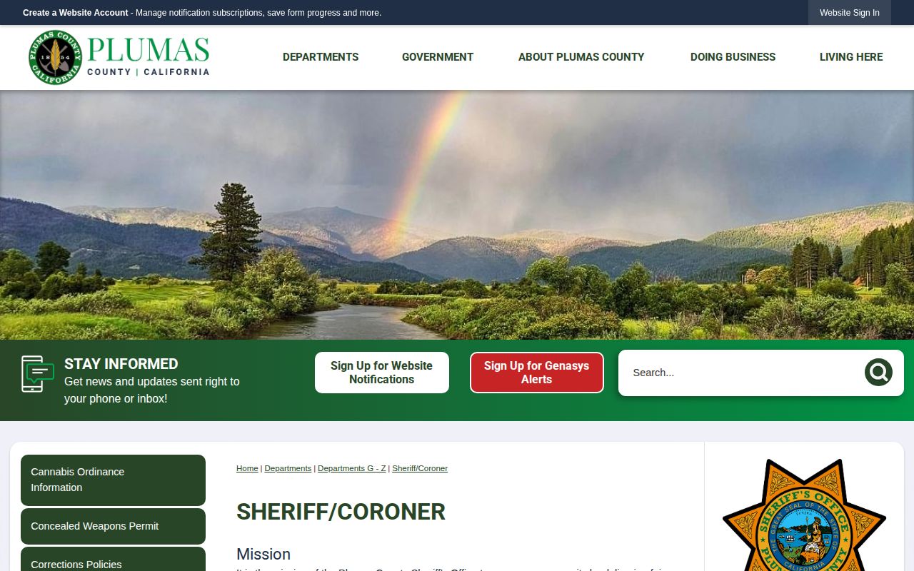 Plumas County Sheriff-Coroner official wanted notice starting point